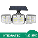 Solar LED Motion Sensor Lights 171COB Outdoor Wall Security Lamp 3 Modes Waterproof Adjustable Head Garden Lighting with Remote