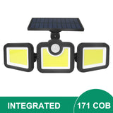 Solar LED Motion Sensor Lights 171COB Outdoor Wall Security Lamp 3 Modes Waterproof Adjustable Head Garden Lighting with Remote