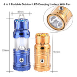 6 in 1 Portable Outdoor LED Camping Lantern With Fan Solar Charge