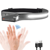 2 Pack Rechargeable COB Strip Headlamp Torch Flashlight USB HeadBand Lamp