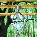 Solar Power Wind Spinner LED Light Outdoor Garden Hanging Lamp