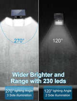 Solar Powered,70 LED Flood Light Motion Detected Spotlight for Garage